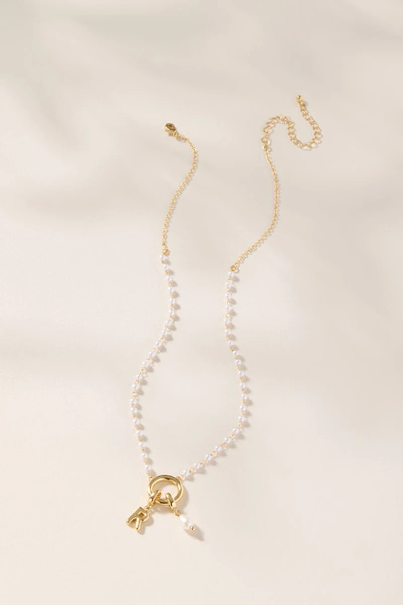 Pearl Cluster Charm Necklace Base Gold
