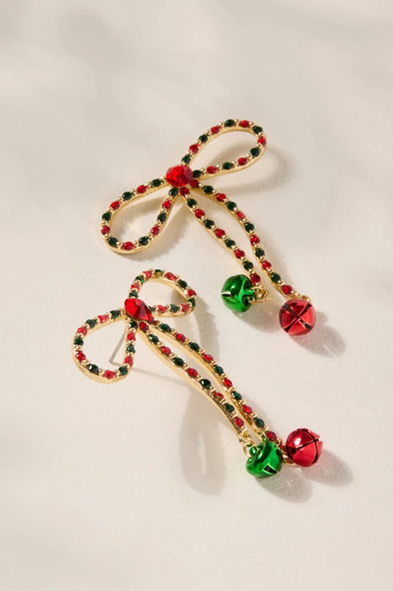 Holiday Bow Jingle Bell Earrings