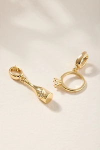 Engagement Ring and Champagne Bottle Charm Set Gold
