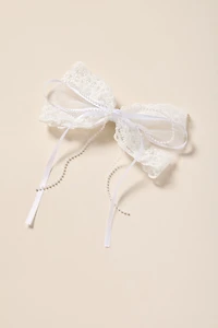 Aida Lace and Pearl Hair Bow Barrette