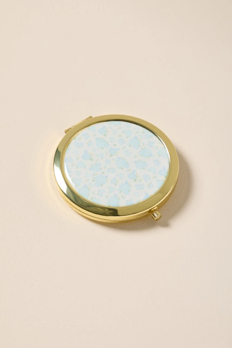 Floral Blue Compact Mirror