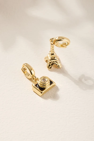 Eiffel Tower and Camera Charm Set Gold