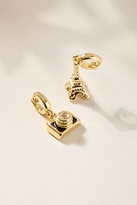 Eiffel Tower and Camera Charm Set Gold
