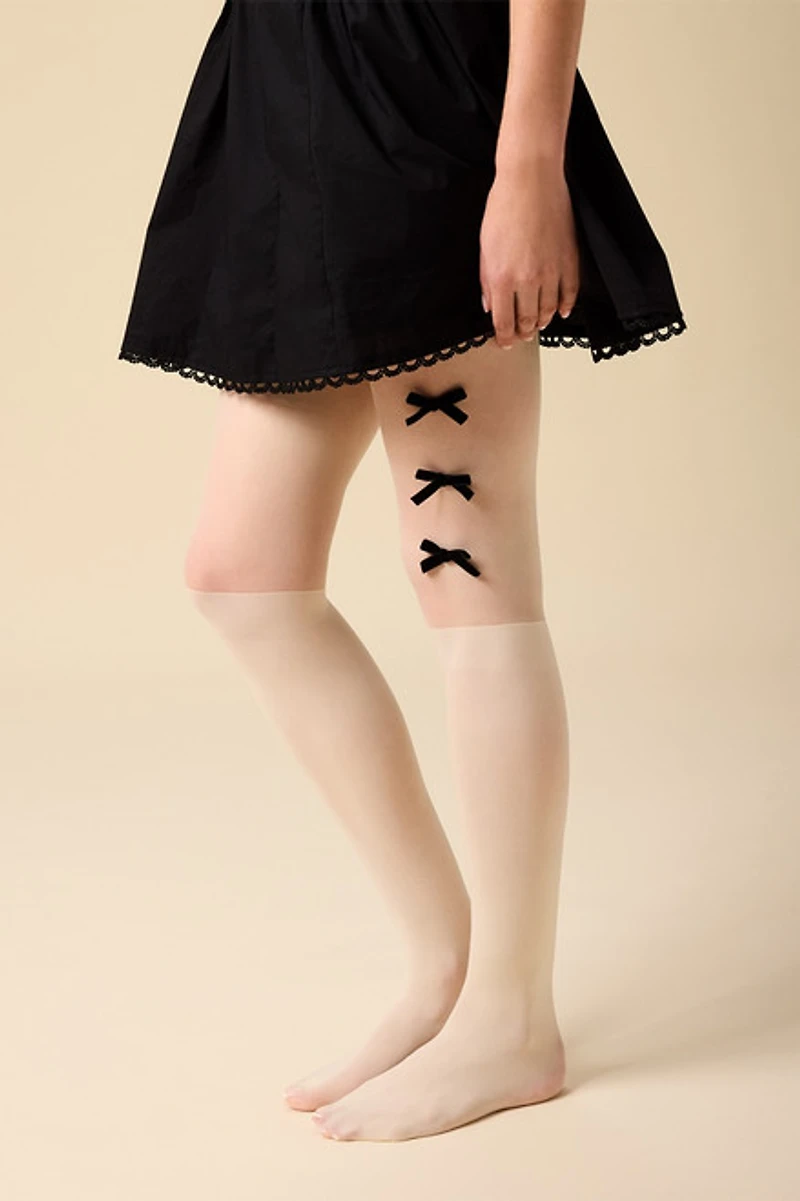 Sheer Tights with Velvet Bows