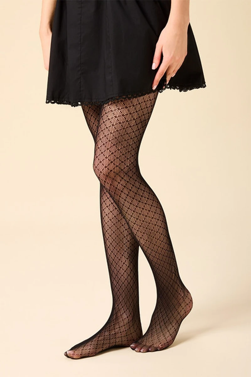 Casey Diamond Lace Knit Tights