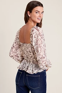 Ana Long Sleeve Smocked Top