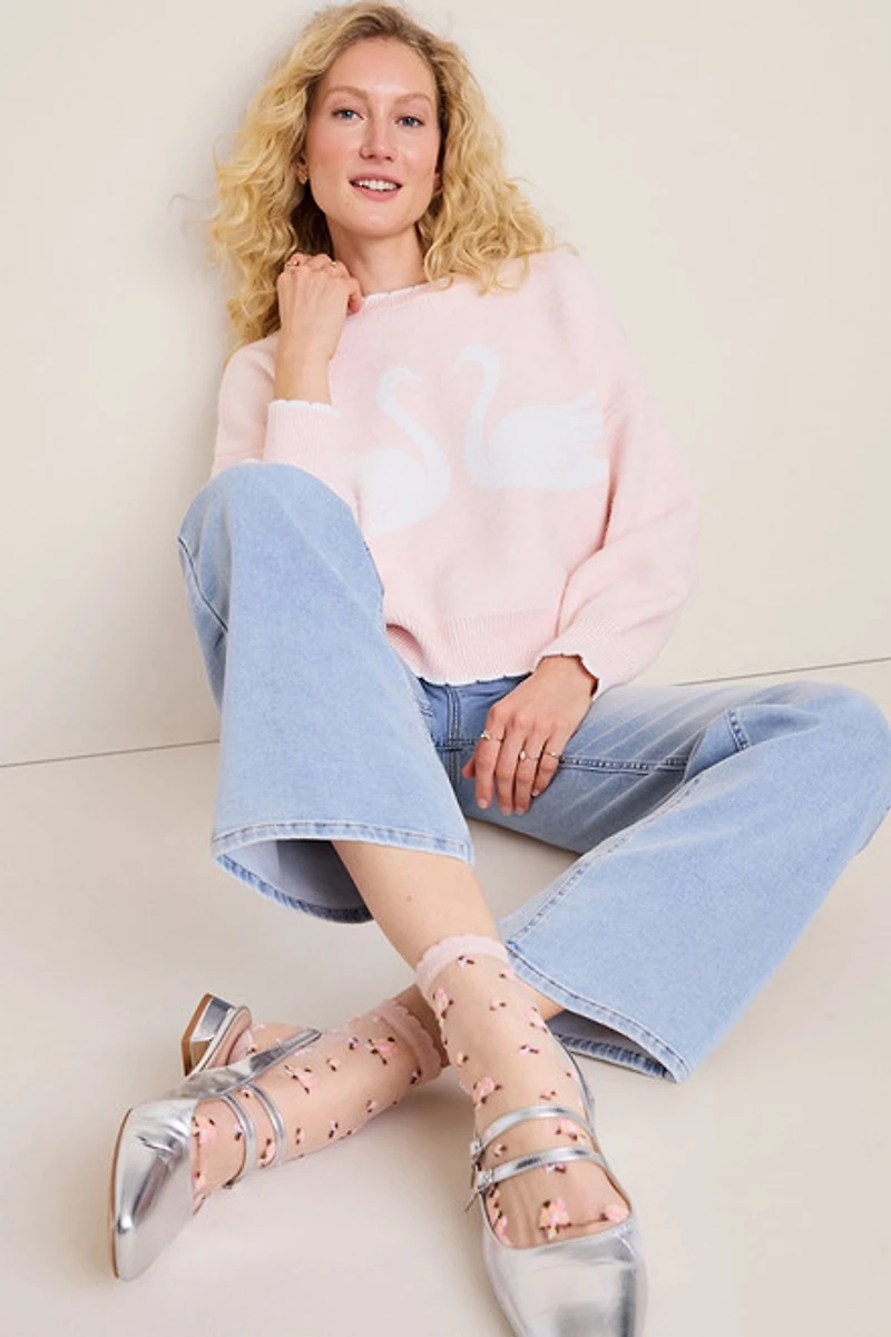 Swan Scalloped Sweater