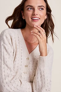 Annette Pointelle Bow Button Sweater