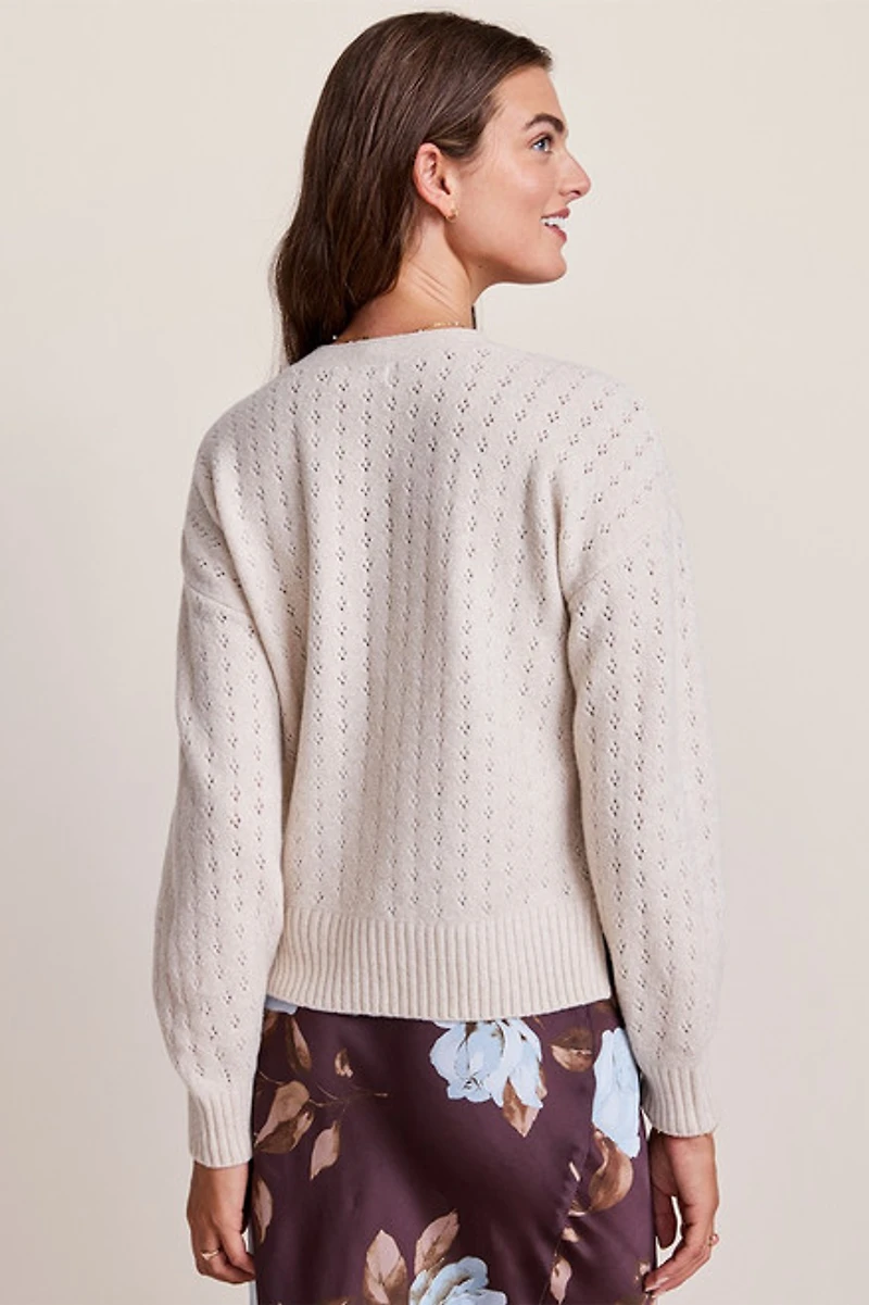 Annette Pointelle Bow Button Sweater