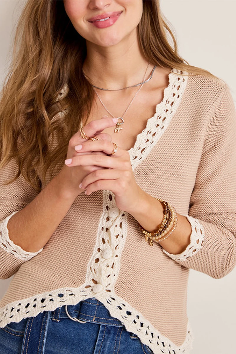 Claudia Crochet Trim Cardigan
