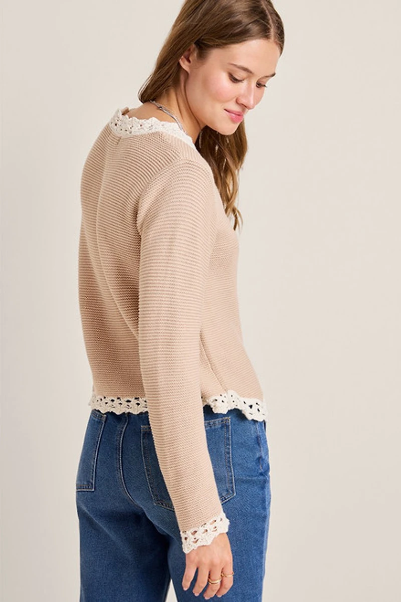 Claudia Crochet Trim Cardigan