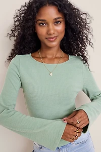 Sabrina Rib Knit Long Sleeve Top