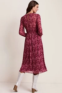 Gina Lace Trim Floral Midi Dress