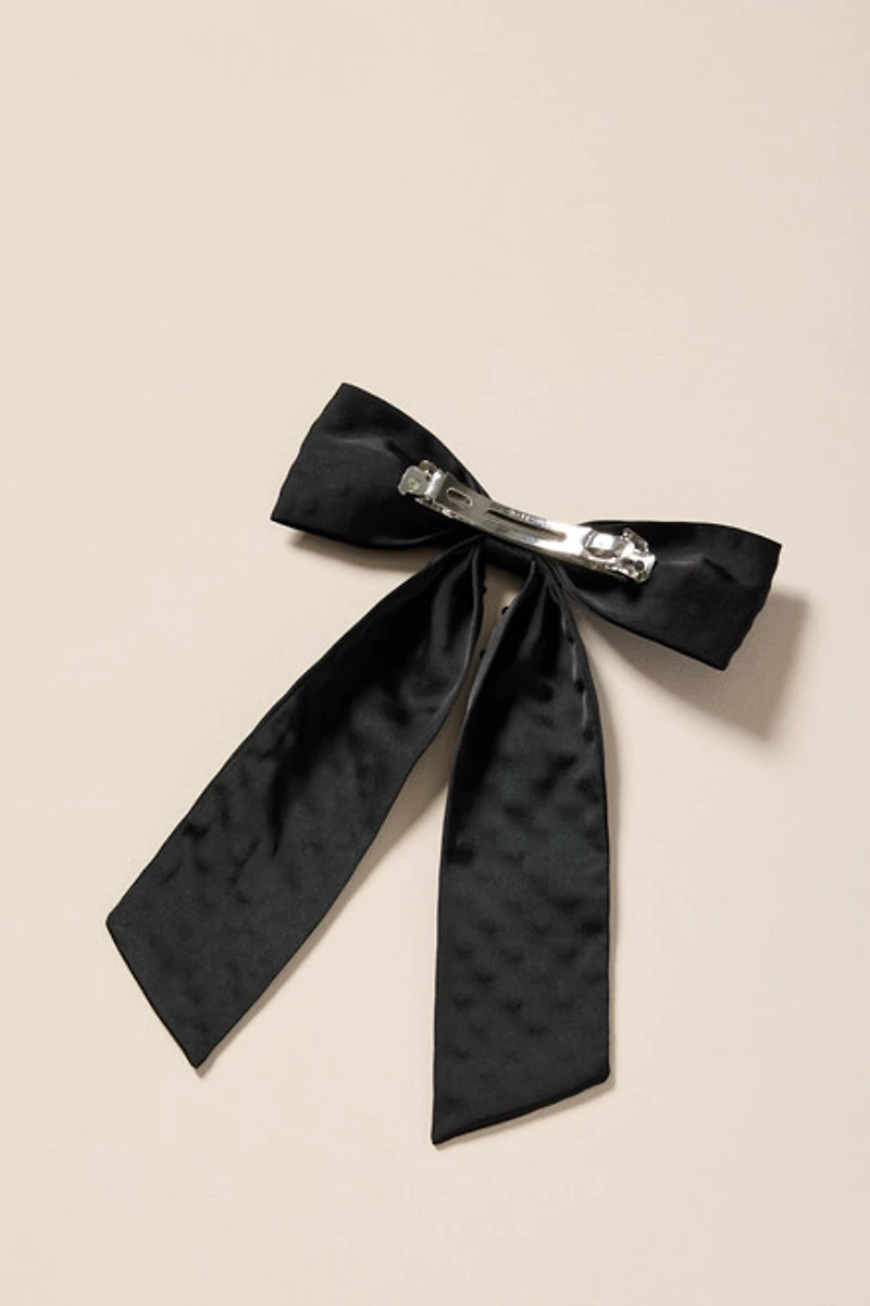 Mary Rhinestones Satin Bow Barrette