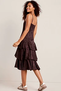 Cassie Tiered Jacquard Midi Dress