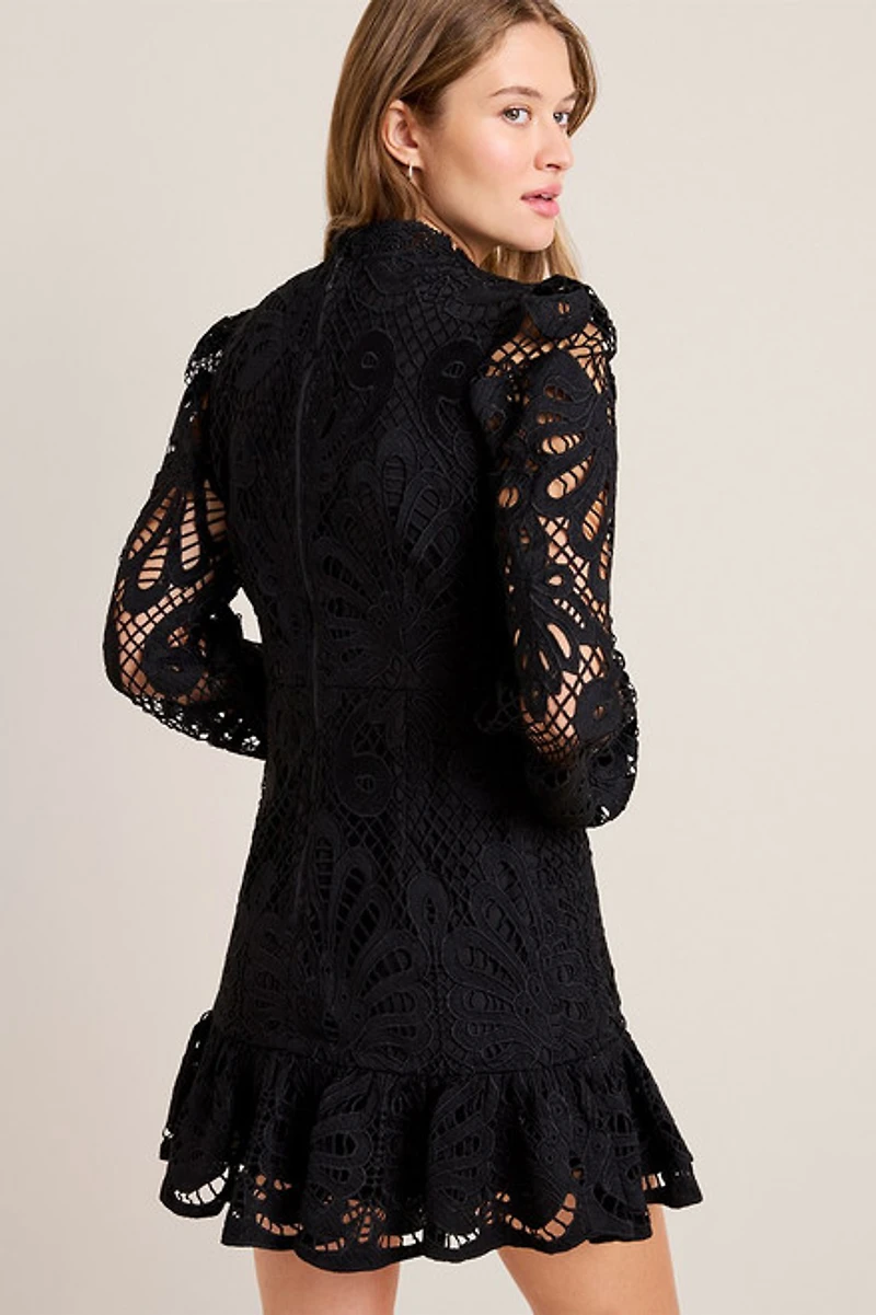 Ruth High Neck Lace Mini Dress