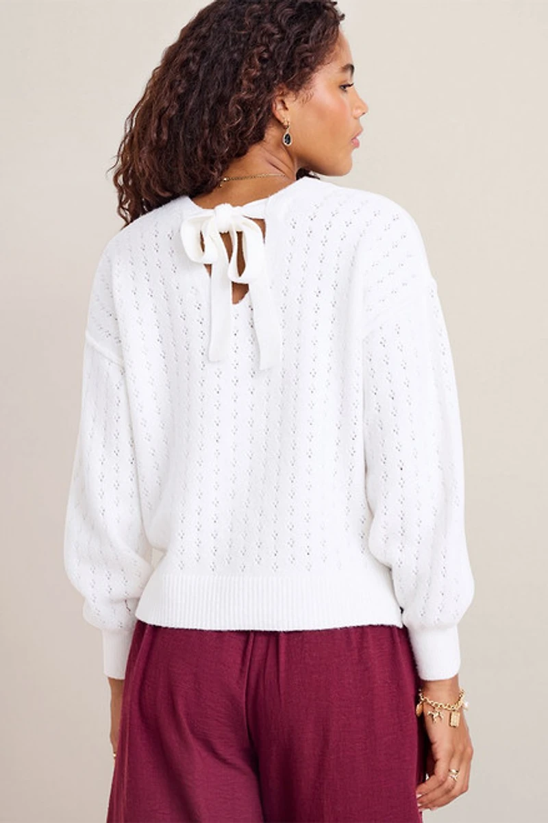 Carmela Tie Back Pointelle Sweater
