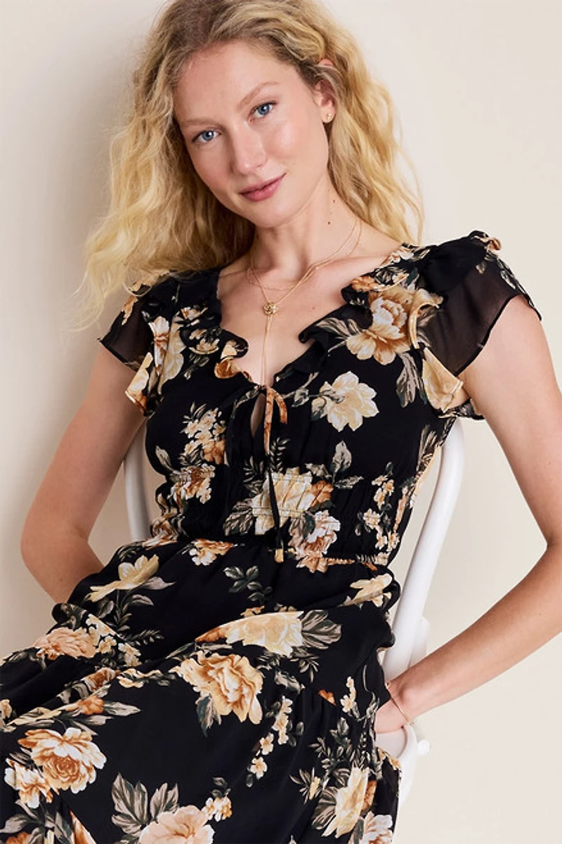 Julie Flutter Sleeve Midi Dress