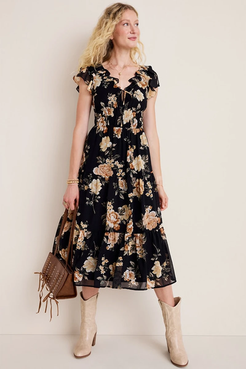 Julie Flutter Sleeve Midi Dress