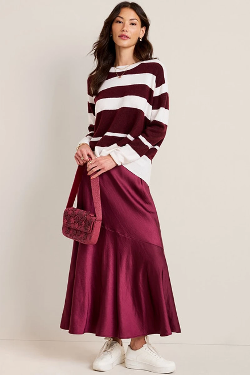 Melody Asymmetrical Satin Midi Skirt