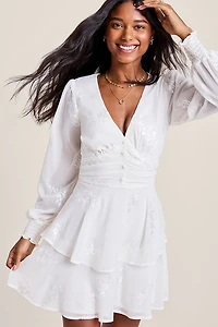 Kathy Embroidered Tiered Mini Dress