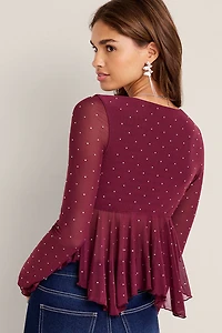 Angie Embellished Mesh Top