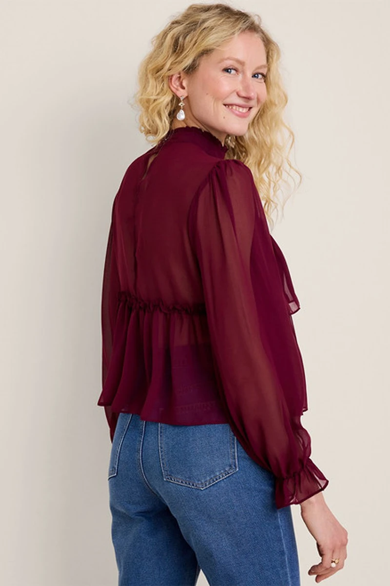 Isabella Sheer Ruffle Blouse