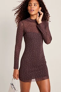 Maya Sheer Rhinestone Mini Dress