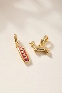 Dachshund and Hot Dog Charm Set Gold