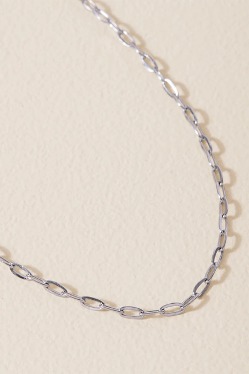 Ally Stainless Steel Mini Paperclip Necklace Silver