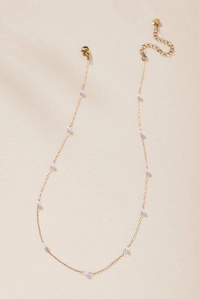 Laura Stainless Steel Mini Pearl Station  Necklace