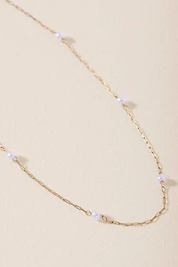 Laura Stainless Steel Mini Pearl Station  Necklace