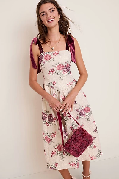 Jamie Tie Strap Floral Midi Dress