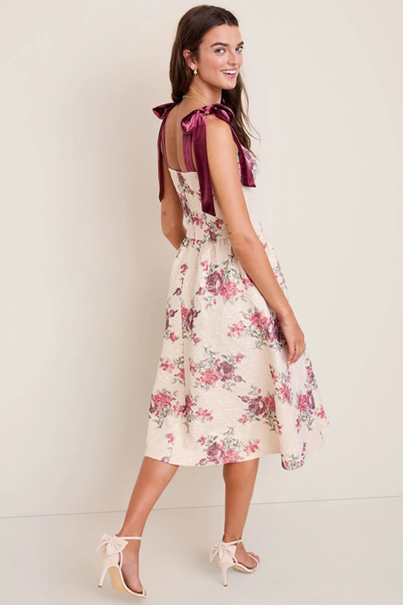 Jamie Tie Strap Floral Midi Dress