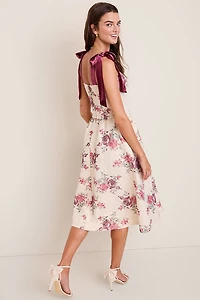 Jamie Tie Strap Floral Midi Dress