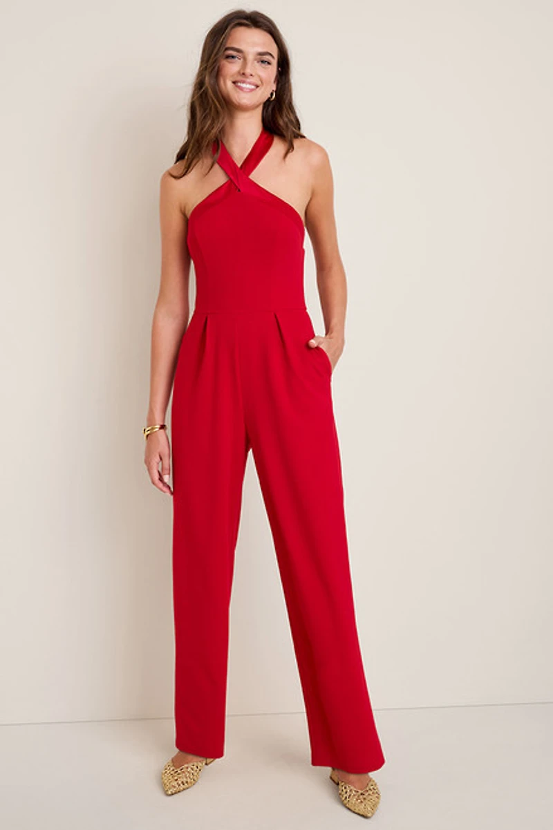 Dolly Satin Halter Neck Jumpsuit