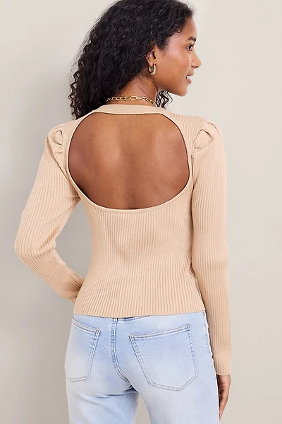 Maria Rib Knit Open Back Sweater
