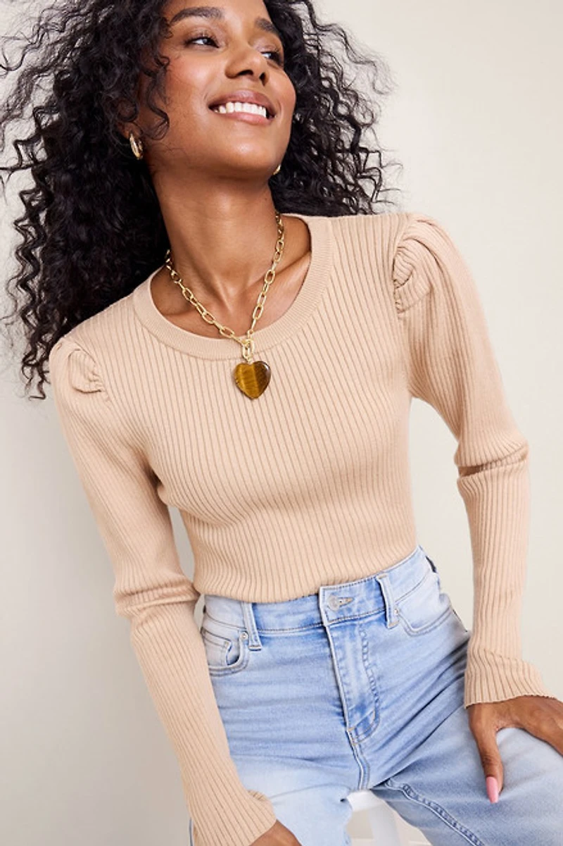 Maria Rib Knit Open Back Sweater