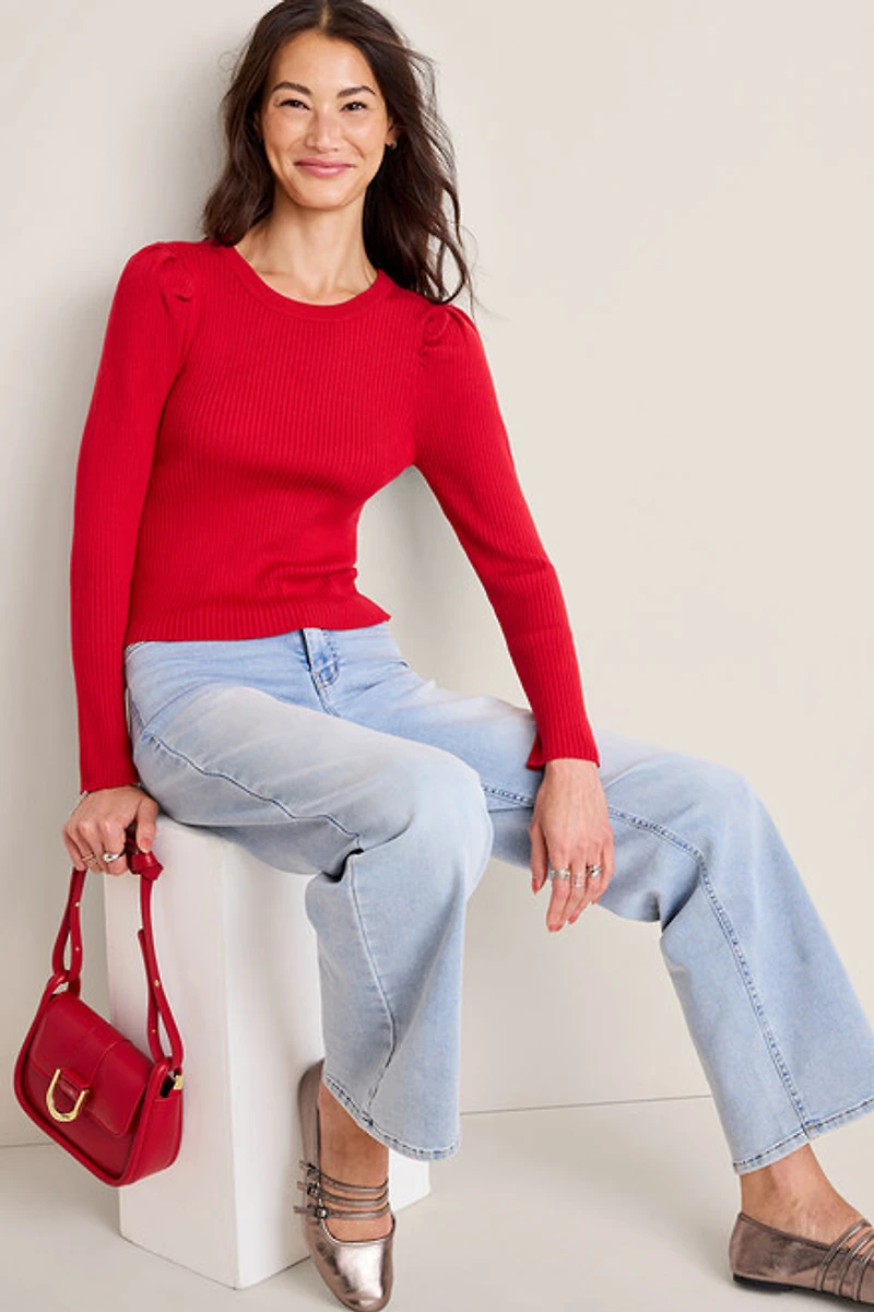 Maria Rib Knit Open Back Sweater