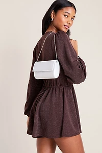 Aria Long Sleeve Glitter Knit Romper