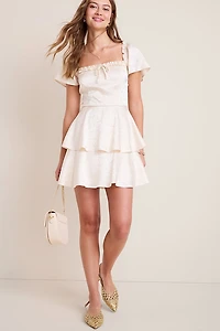 Brooke Satin Tiered Mini Dress