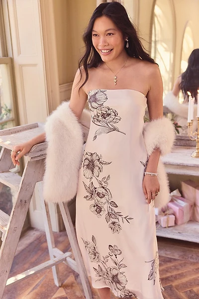 Jackie Strapless Floral Midi Dress