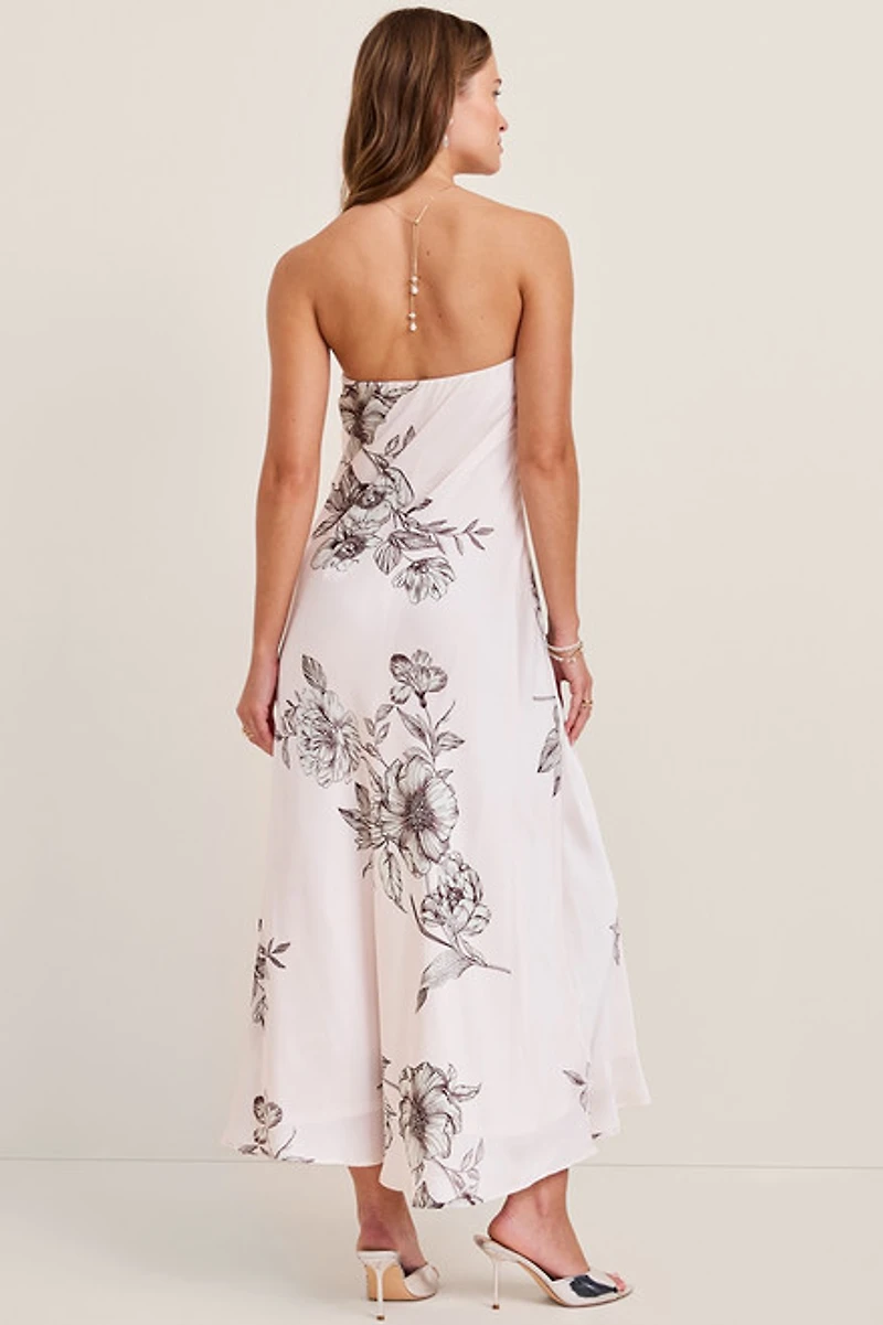 Jackie Strapless Floral Midi Dress