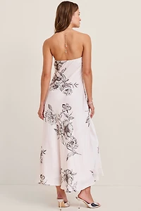 Jackie Strapless Floral Midi Dress