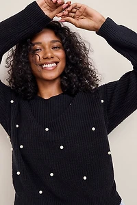 Wendy Knot Back Pearl Embellished Sweater