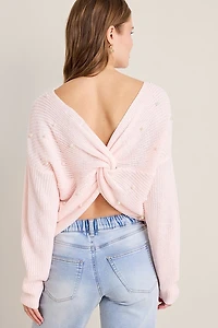 Wendy Knot Back Pearl Embellished Sweater