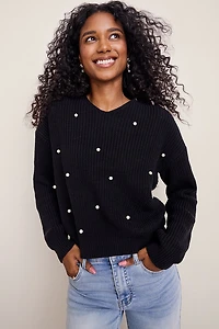 Wendy Knot Back Pearl Embellished Sweater