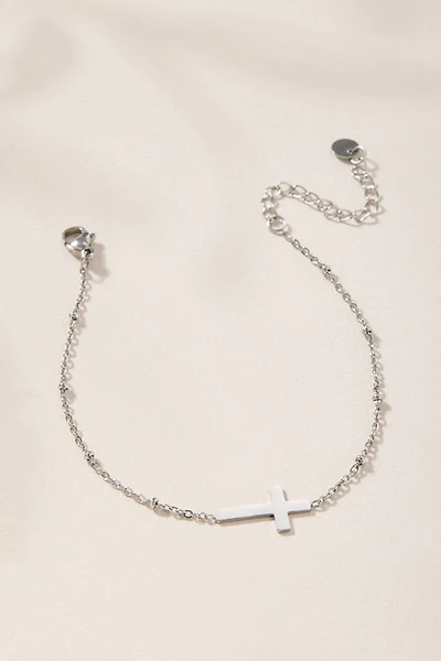 Lacy Stainless Steel Cross Bracelet