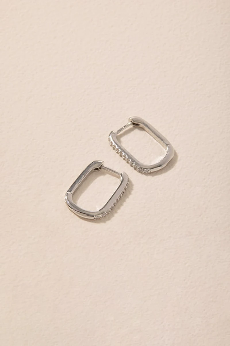 Marla Silver Pave Hoop Earrings