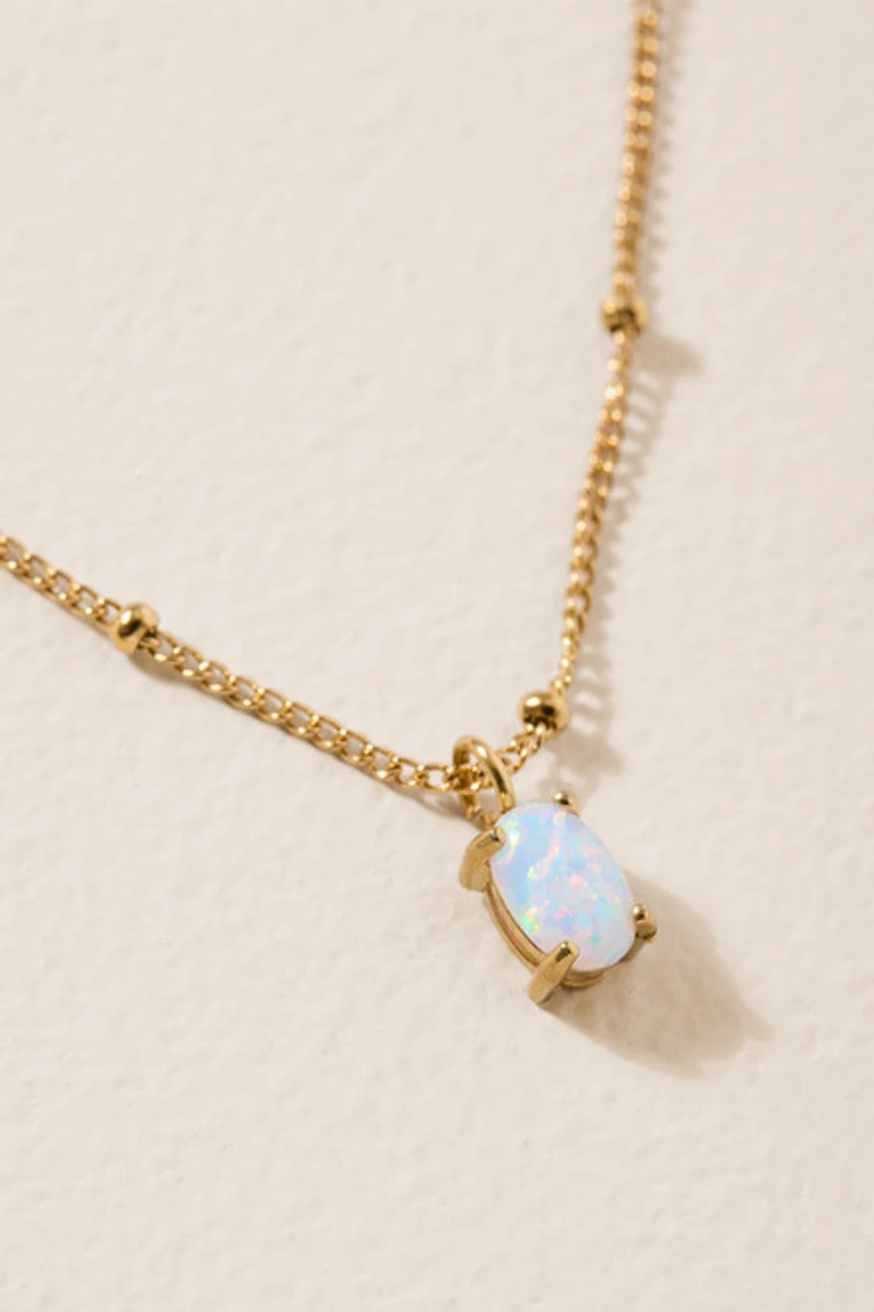 Jan Stainless Steel Opal Pendant Necklace